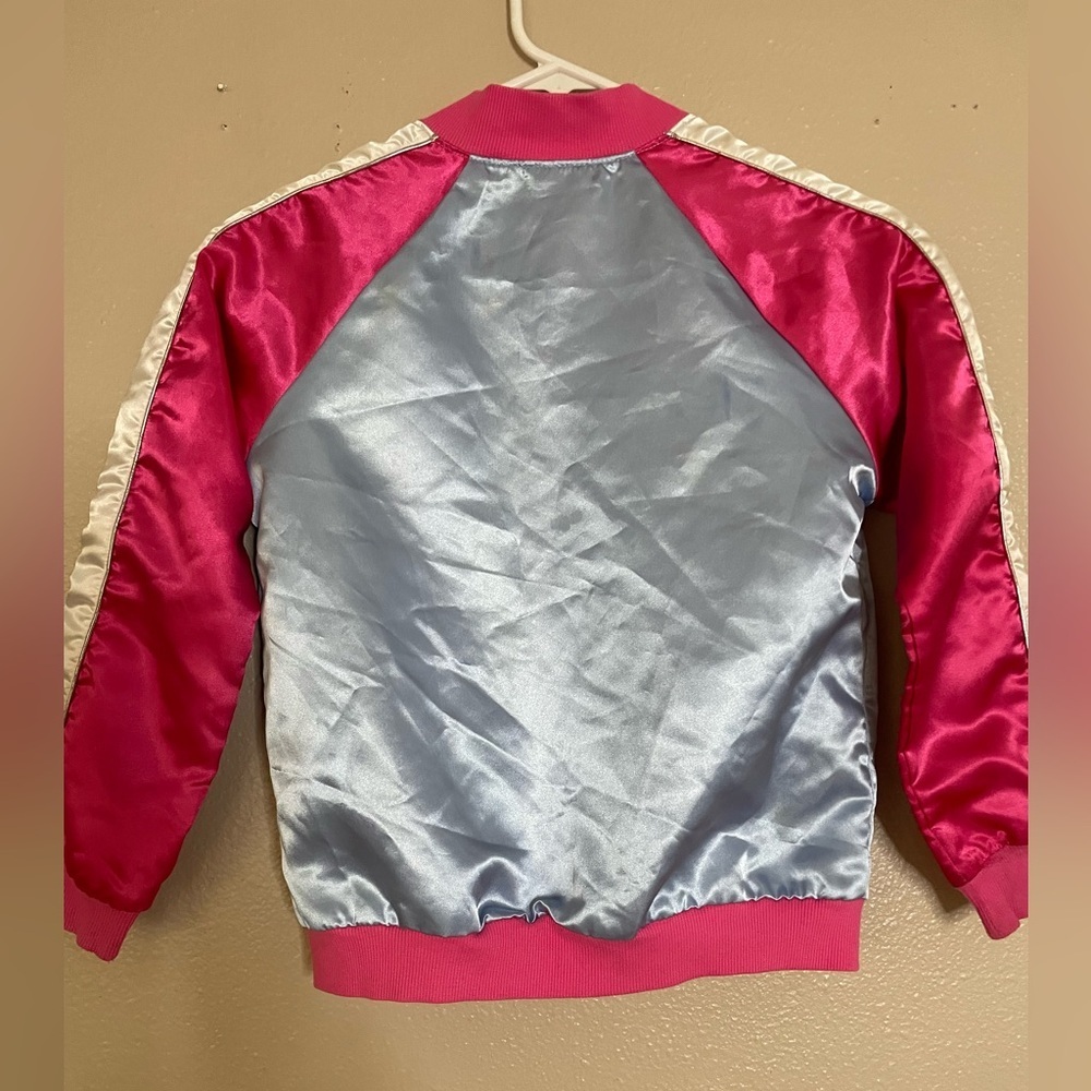 Unicorn Satin with Pink and Blue Accents Bomber Jacket - Picture 4 of 9
